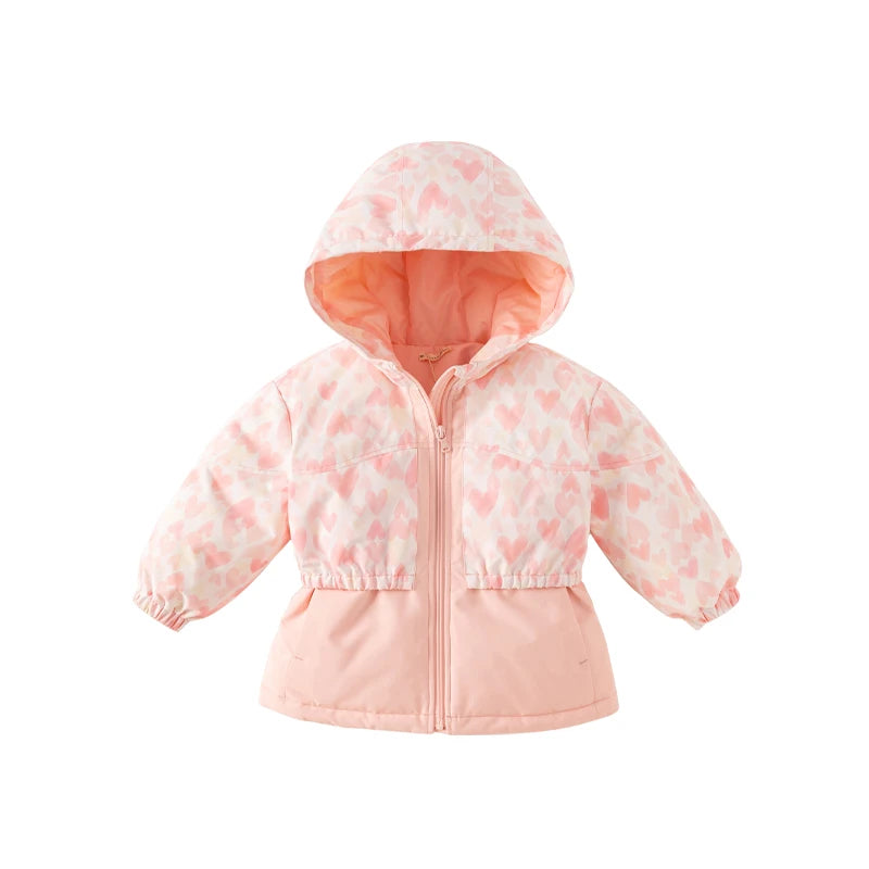 Heart Print Kids Girls Casual Padding Snow Jacket childrensterritory