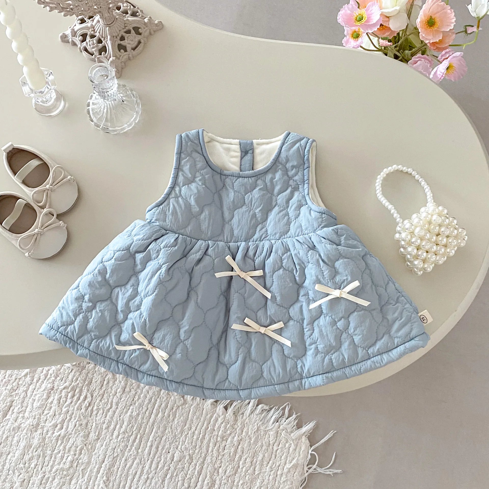 Baby Girls’ Elegant Sleeveless Winter Dress