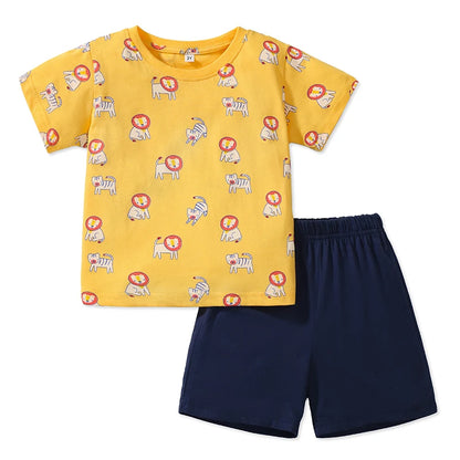 Cartoon Lions Design Top and Cotton Pant Set for Kids Boys childrensterritory