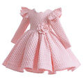 Long-Sleeved Flower Lace Design Princess Dresses For Girls childrensterritory