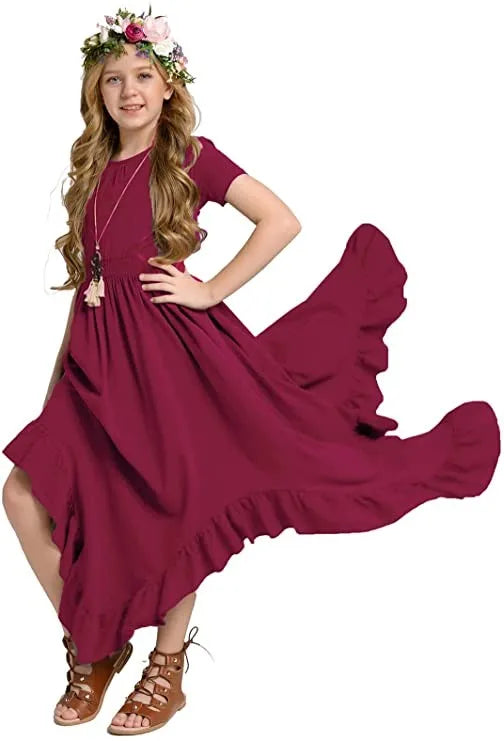 Girls Sleeveless Long Princess Dresses childrensterritory