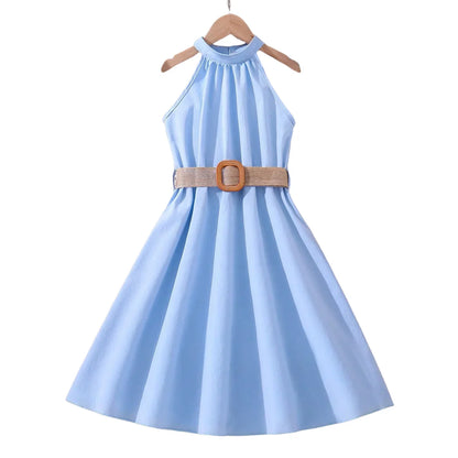 Kids Girls Off Shoulder Formal Summer Party Dresses With Belt
