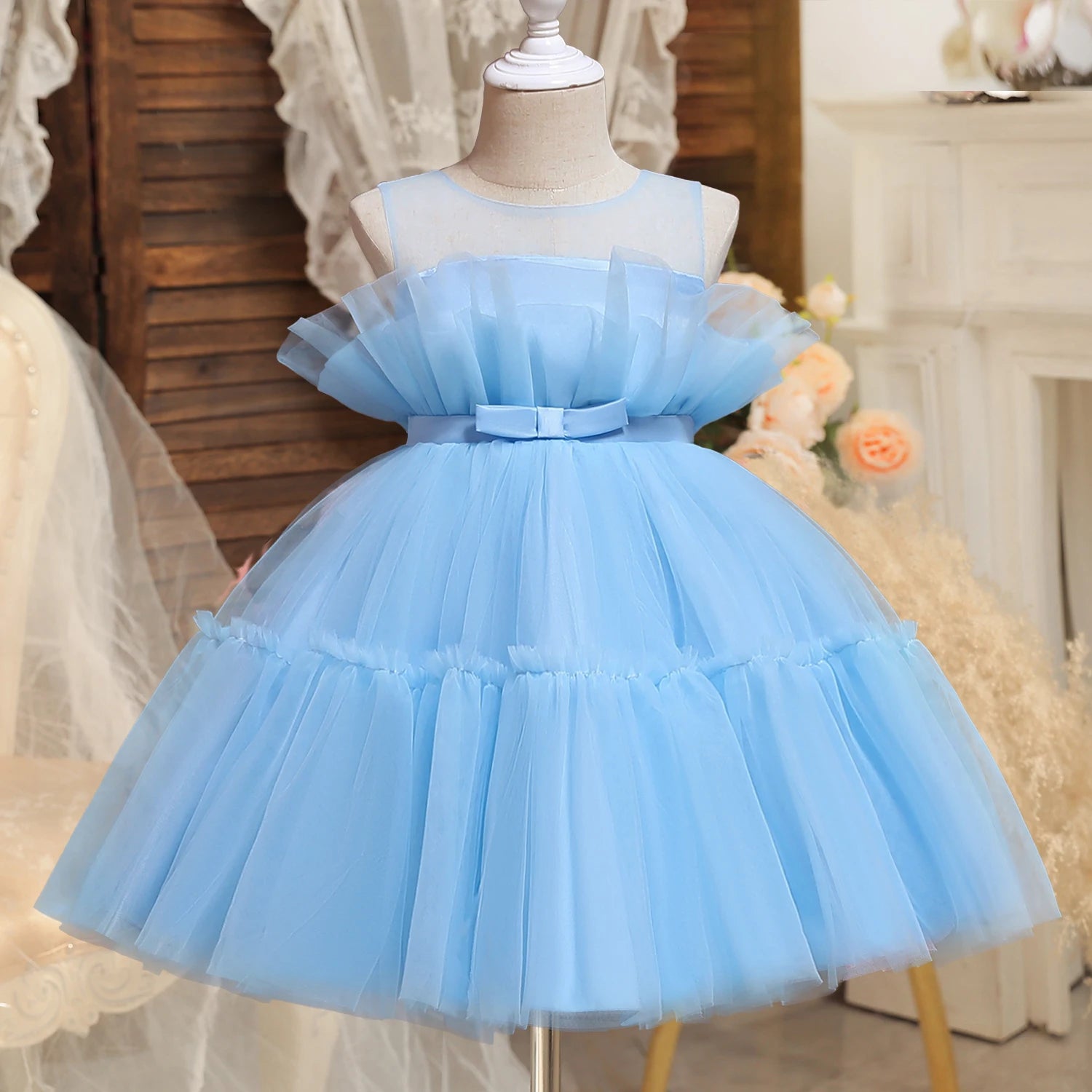 Baby Girls Tulle Wedding Bridesmaid Dresses
