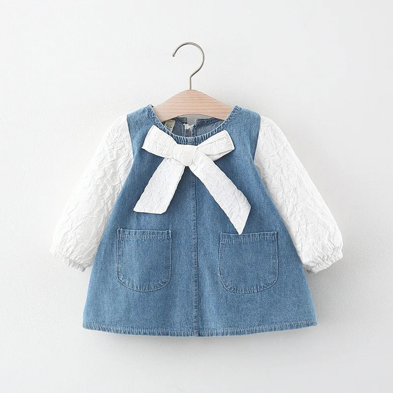 Bow Design Denim Costume For New Born Baby Girl childrensterritory