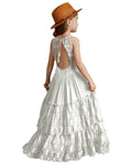 Girls Bohemia Lace Design Backless Chiffon Long Dresses childrensterritory