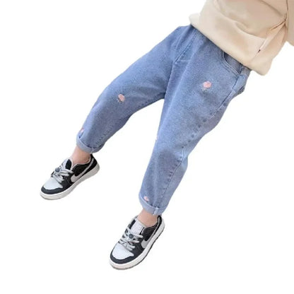 Little Girls Loose Stylish Denim Pants for Spring and Autumn childrensterritory