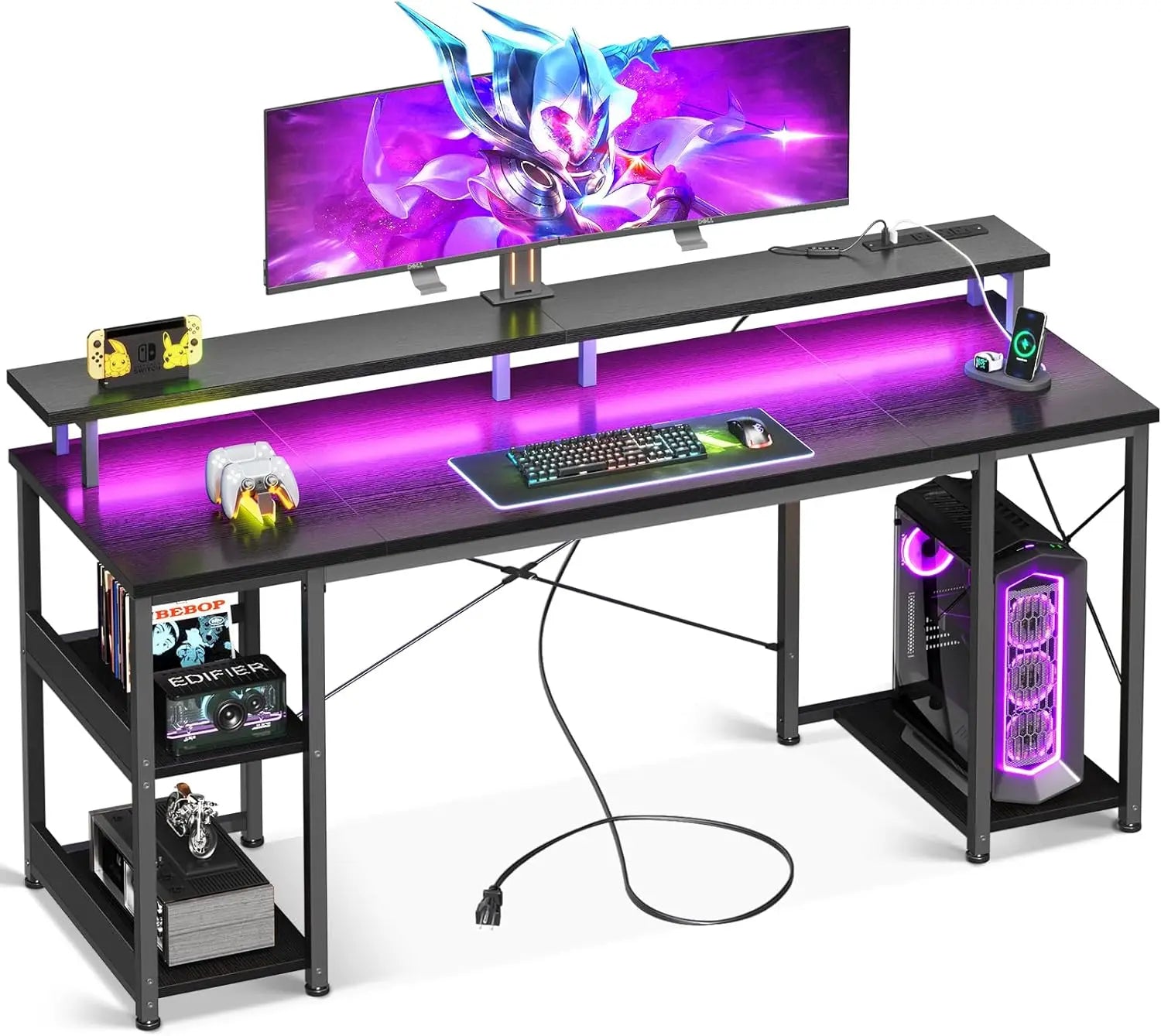 Gaming PC Desk with Monitor Support, Storage, and Stand childrensterritory