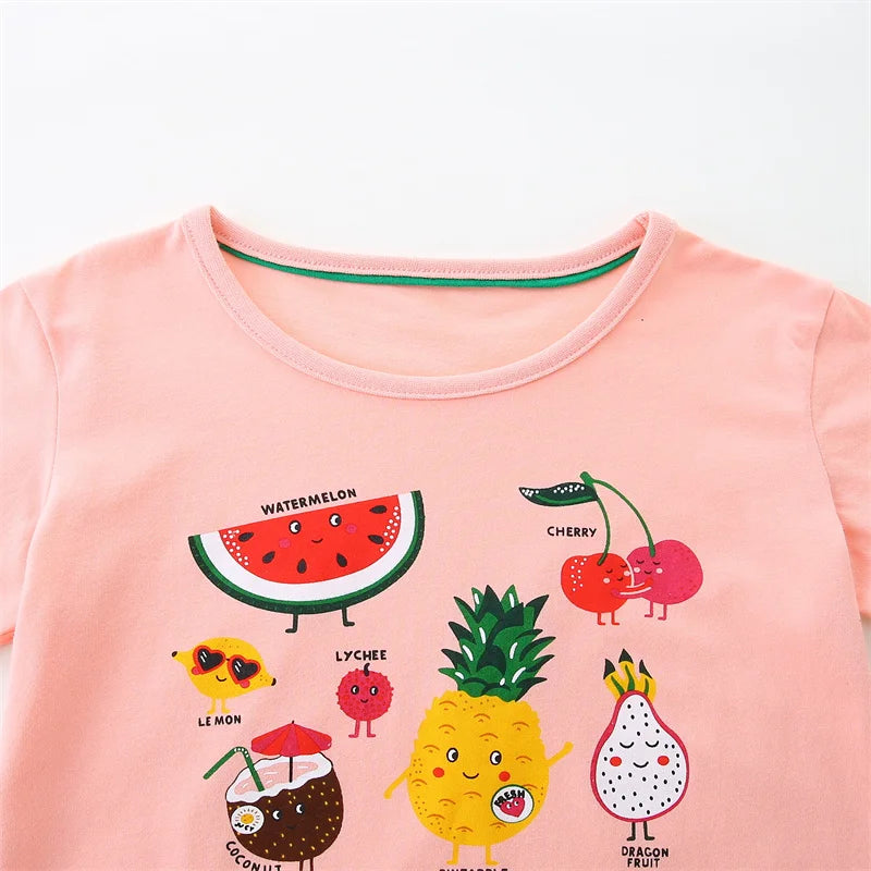 Girls Cartoon Print Casual Summer T-Shirts