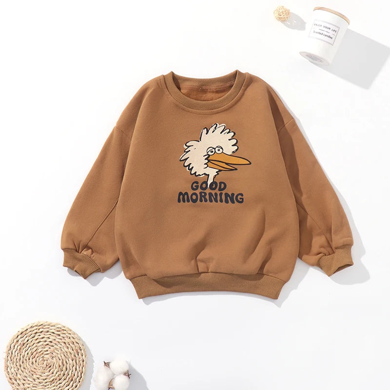 Kids Cartoon Print Long-Sleeved Winter Sweater childrensterritory