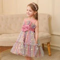 Kids Girls Star Sequin Colorful Bow Splicing Princess Dresses childrensterritory