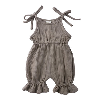Plain Color Sling Summer Romper for Baby Girl