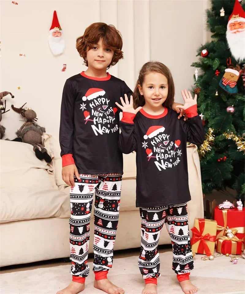 Letter Print Cute Family Matching Cotton Christmas Pajamas childrensterritory