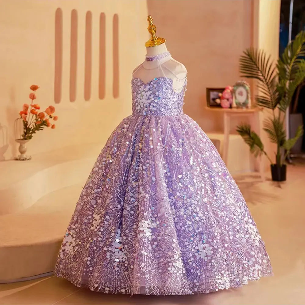 Gorgeous Sparkling Beading Girls Wedding Birthday Party Dress