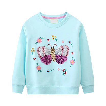 Long Sleeve Cartoon Embroidery Children Girls Sweatshirts childrensterritory