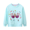 Cartoon Glitter Butterfly Design Little Girls Sweatshirts