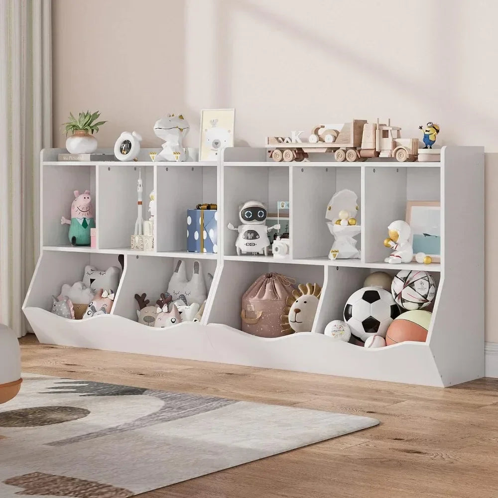 Multi-Shelf Kids Bookshelf and Toy Storage Cabinet