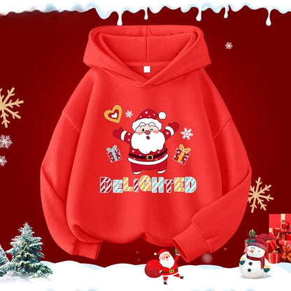 Kids’ Long-Sleeve Christmas-Print Hoodie Sweater