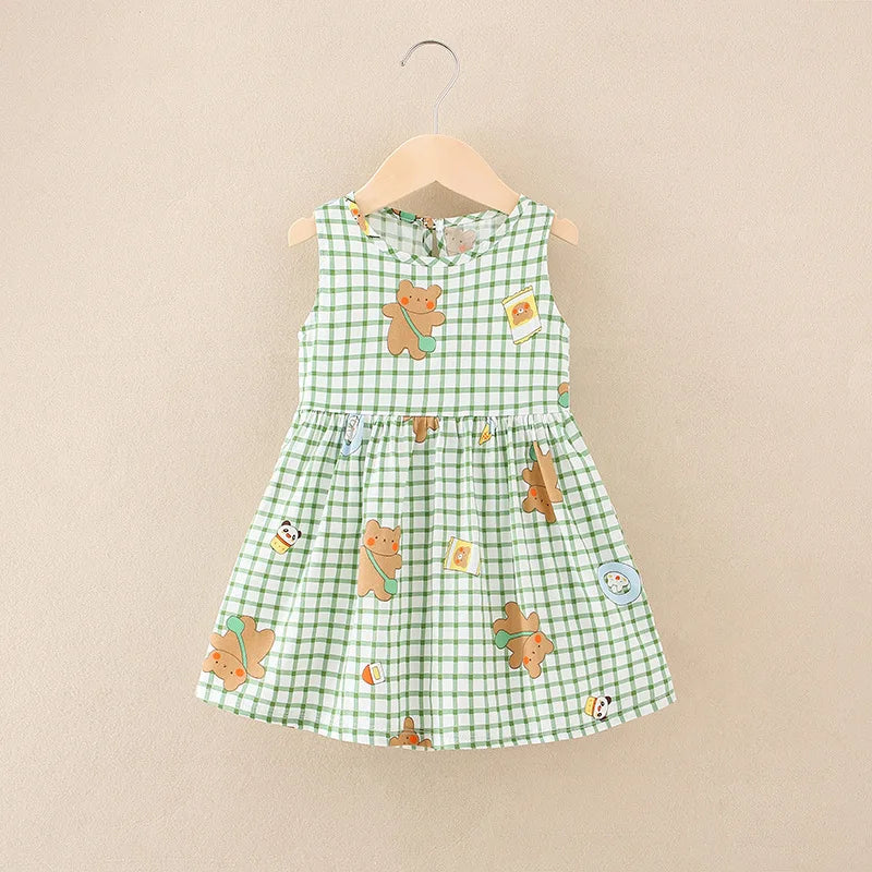 Kids Girls Cartoon Pattern Summer Party Dresses