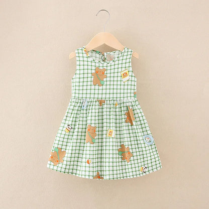 Kids Girls Cartoon Pattern Summer Party Dresses