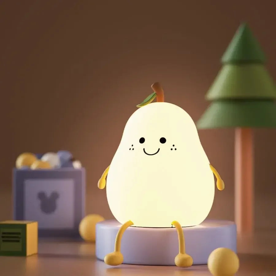 Rechargeable Pear Design 7 Colors Silicone Night Light childrensterritory
