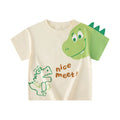 Green Cartoon Frog Print Summer T-Shirts for Kids