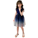 Sleeveless Mesh Lace Layers Star Design Girls Princess Dress childrensterritory