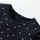 Little Girls Long Sleeves Hearts Design Mesh Dress childrensterritory