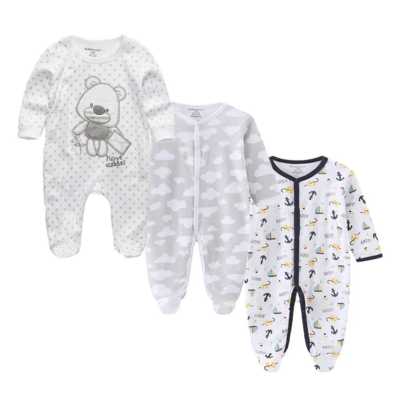 Long Sleeve Overall Printed Baby Zipper Rompers