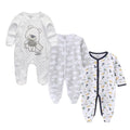 Long Sleeve Overall Printed Baby Zipper Rompers