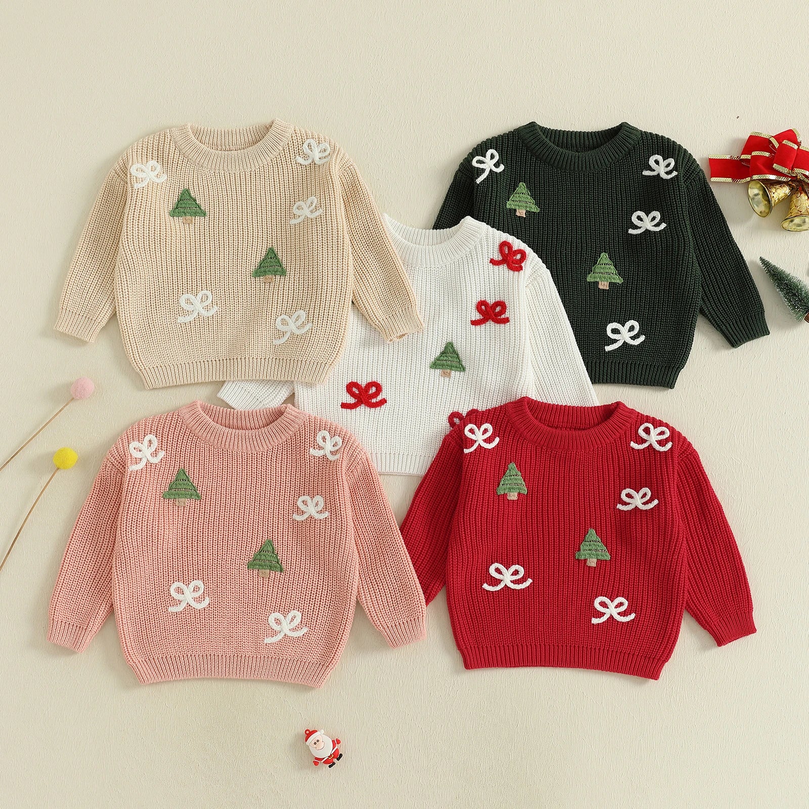 Kids' Long-Sleeved Christmas Print Winter Sweater