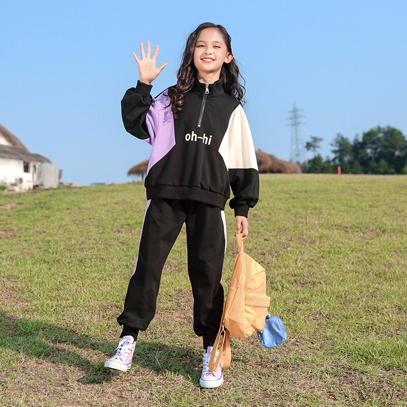Kids Girls Warm Zipper Sweater + Pants Sports Suits Set childrensterritory