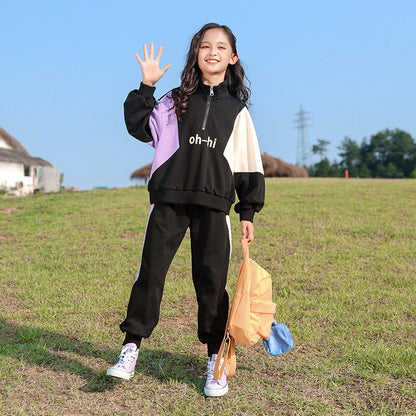 Kids Girls Warm Zipper Sweater + Pants Sports Suits Set childrensterritory