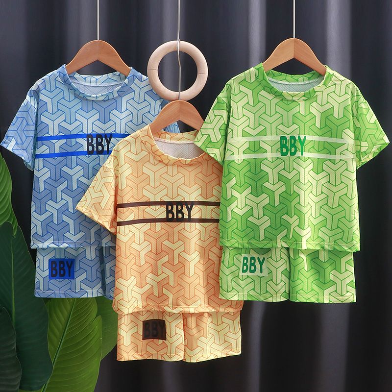 Kids Printed 2PCS Sports T-Shirt and Shorts Set for Summer childrensterritory
