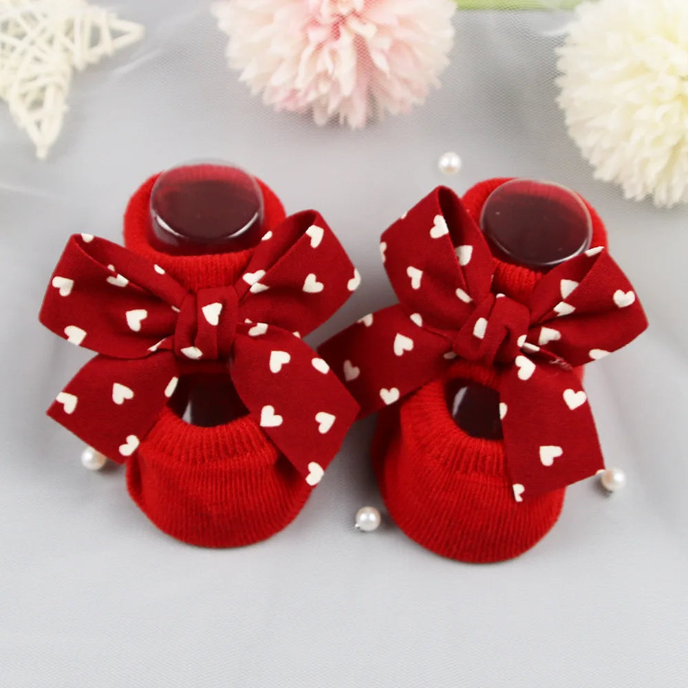 Bow Design Newborn Baby Girl Cotton Socks