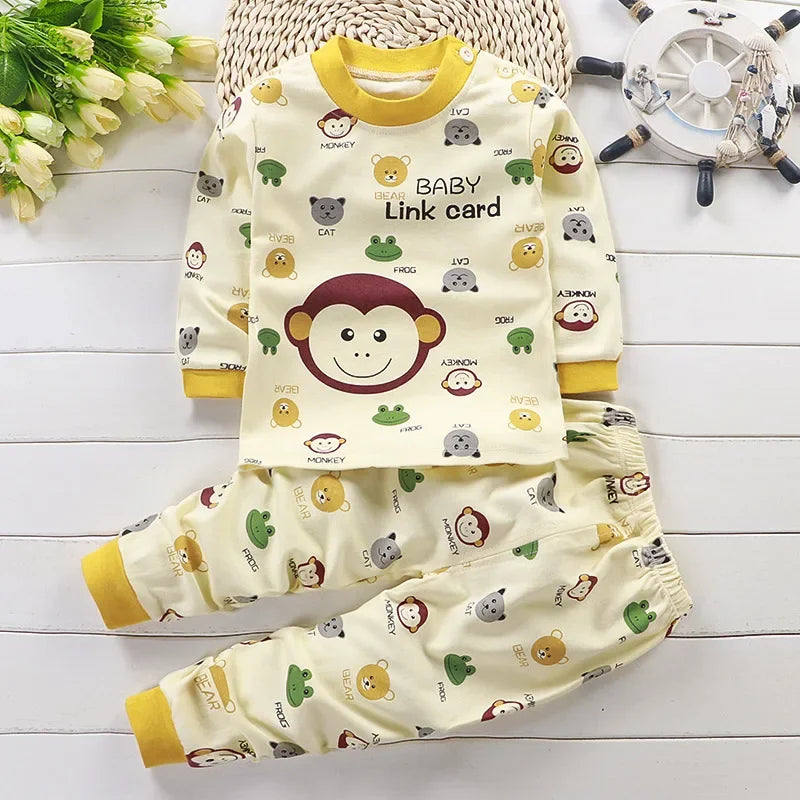 Kids Cartoon Print Casual Winter Clothing Set
