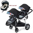2 in-1 PU Leather Waterproof Twins Baby Stroller childrensterritory
