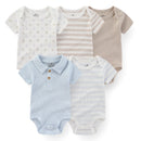 Cartoon Print Sleeveless 5Pieces Newborn Cotton Bodysuits childrensterritory