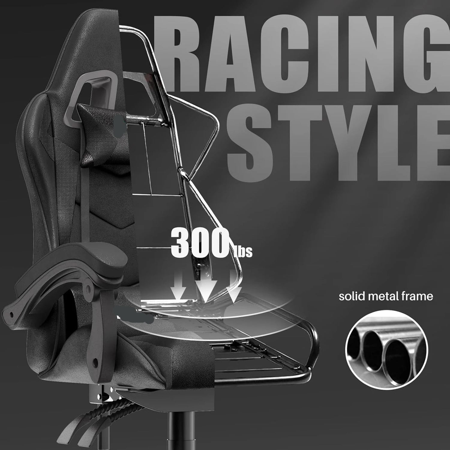 PU Leather Gaming Chair with Headrest and Lumbar Support childrensterritory