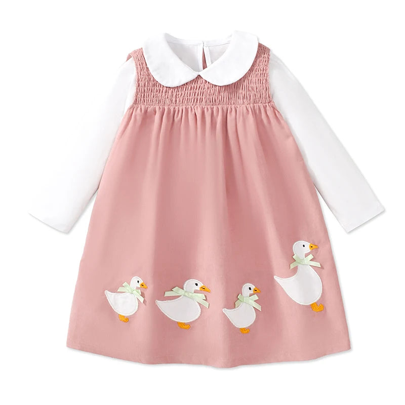 Two Piece Kids Girls Long Sleeves Casual Cotton Dress childrensterritory