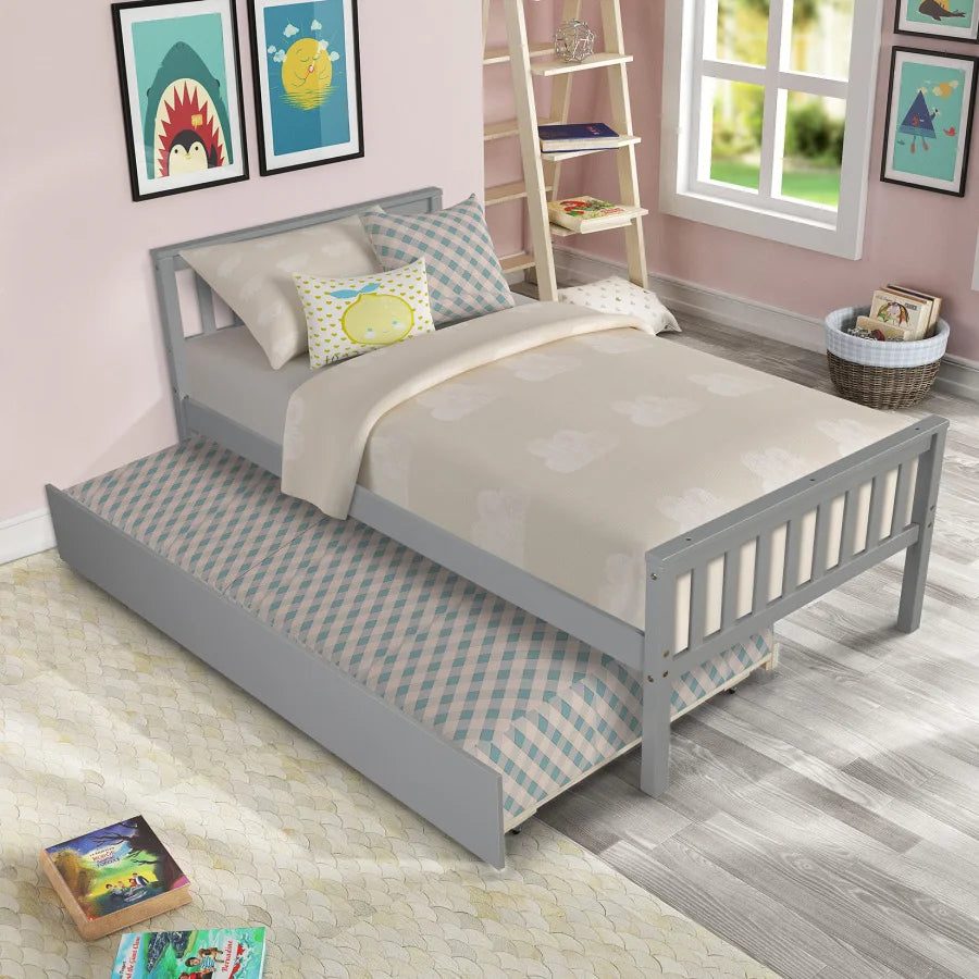 Twin Bed Frame with Headboard and Footboard childrensterritory