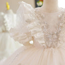 Elegant Sequined Sparkling Tulle Tiered Ball Dress for Young Girls