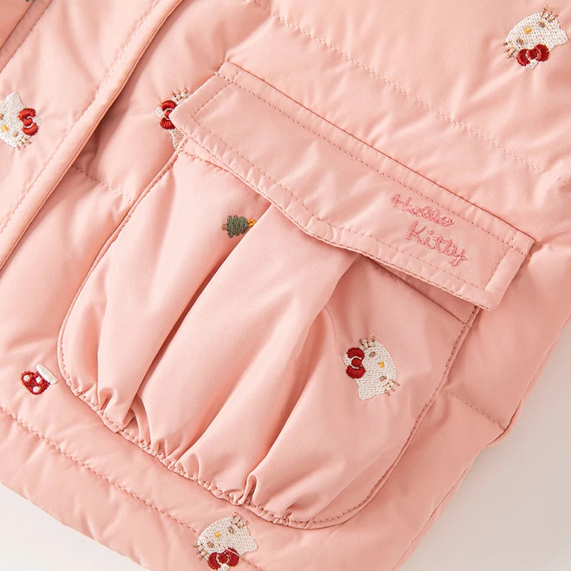 Cute Girls Kitty Printed Hooded Warm Jackets childrensterritory