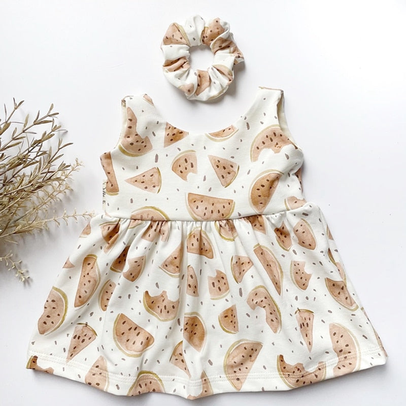 Watermelon Print Dress with Headband for Baby Girl childrensterritory
