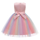 Girls Sleeveless Sequins Flower Rainbow Design Summer Dresses childrensterritory