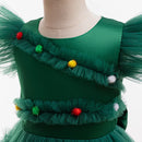 Princess Girls Christmas Tree Mesh Party Dress childrensterritory