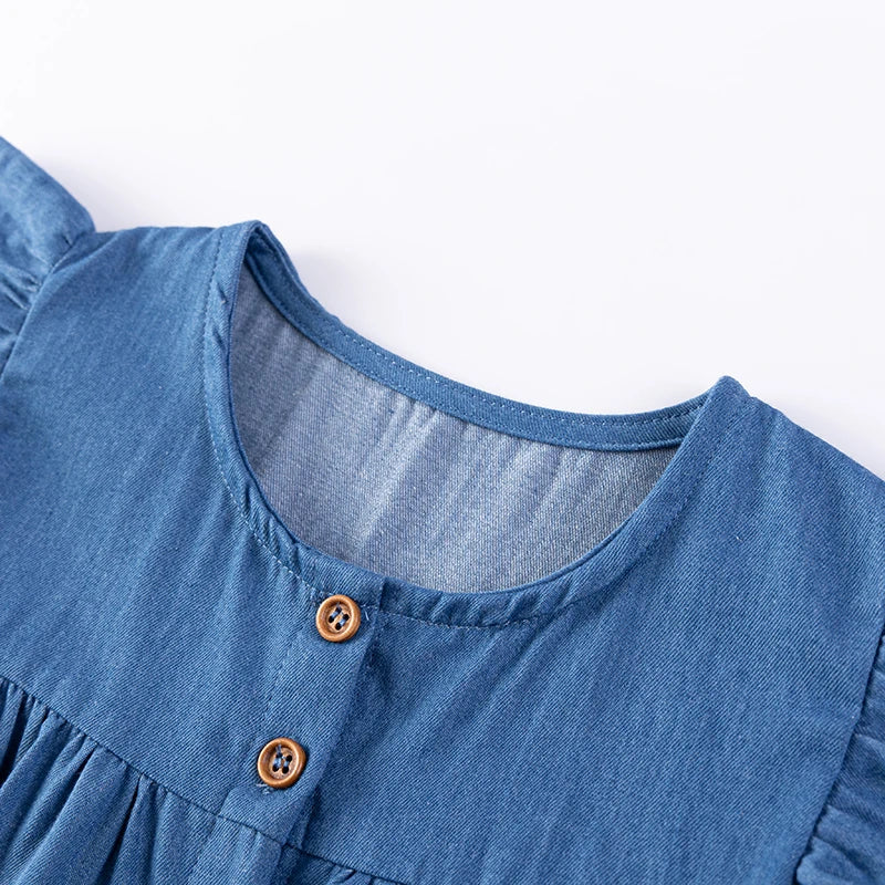 Cartoon Embroidered Little Girls Summer Cotton Dresses childrensterritory