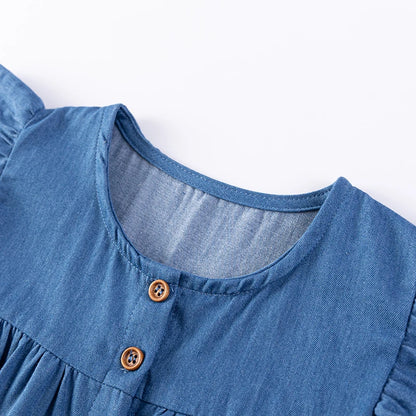Cartoon Embroidered Little Girls Summer Cotton Dresses childrensterritory