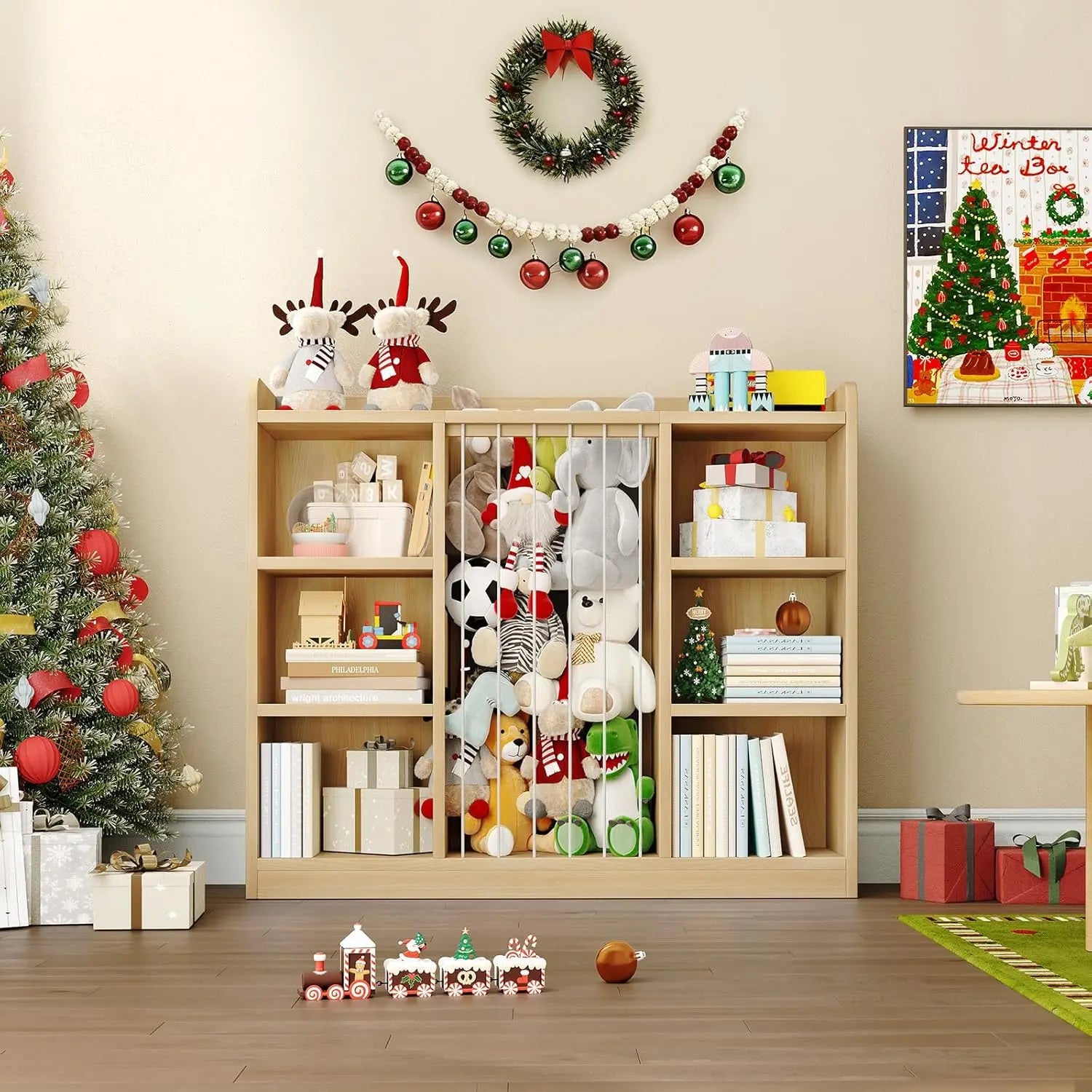 Plush Toy Organizers with 8 Storage Cubbies for Kids Rooms