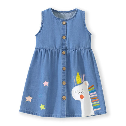 Little Girls Lovely Unicorn Dresses for Summer Casual Clothes childrensterritory