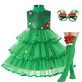 Kids Girls Xmas Cosplay Green Party Dress childrensterritory